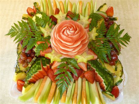 Watermelon rose fruit platters Fruit Platters, Fruit Carving, Fruit ...