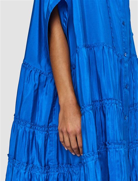 Silk Habotai Emile Dress in Blue | JOSEPH UK