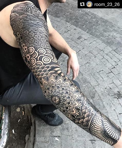 Blackwork sleeve | Sleeve tattoos, Full sleeve tattoos, Geometric ...