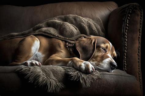 Premium AI Image | Dog sleeping on couch