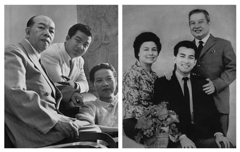 King Norodom Sihanouk (C) of Cambodia with his parents, Prince Norodom Suramarit (L) and his ...