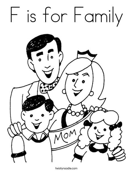 F is for Family Coloring Page - Twisty Noodle