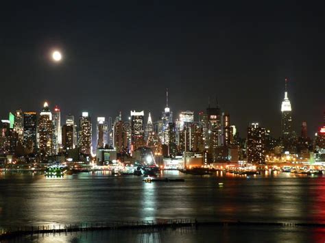 Manhattan Skyline at Night stock photo. Image of york - 1647984