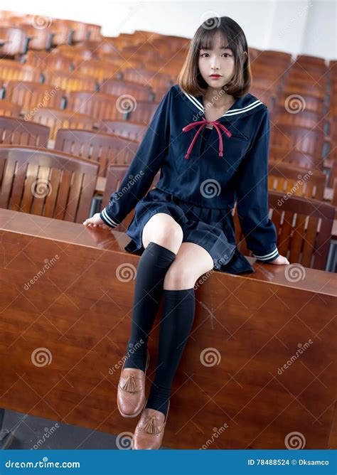 Asian Girl Student in School Uniform Learning in the Classroom Stock Photo - Image of learning ...