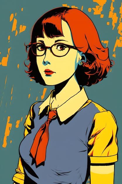 Premium AI Image | A cartoon of a girl with red hair and glasses.