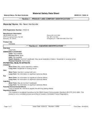 Fillable Online Safety Data Sheets for Forestry-Labeled Herbicide Fax ...