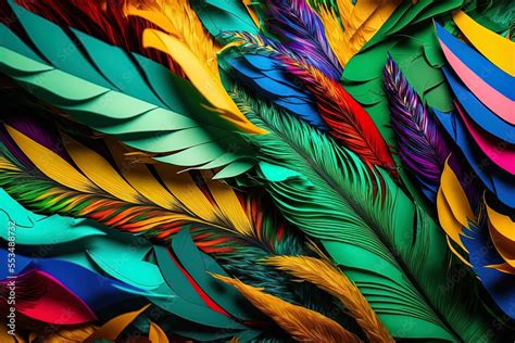 colorful feathers from above, a carnival scene Generative AI Stock ...