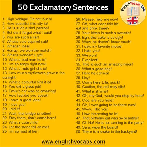 50 Exclamatory Sentences Examples - English Vocabs