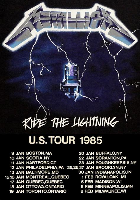 Metallica Vintage Concert Ride The Lightning Us Tour 1985 – Poster | Canvas Wall Art Print ...