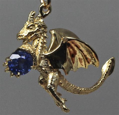 Sapphire Dragon Pendant In 14K Gold - Postgate Celtic Jewelry Scottish ...