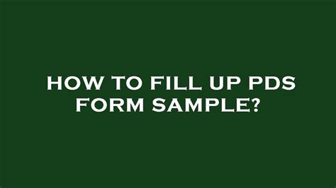 How to fill up pds form sample? - YouTube