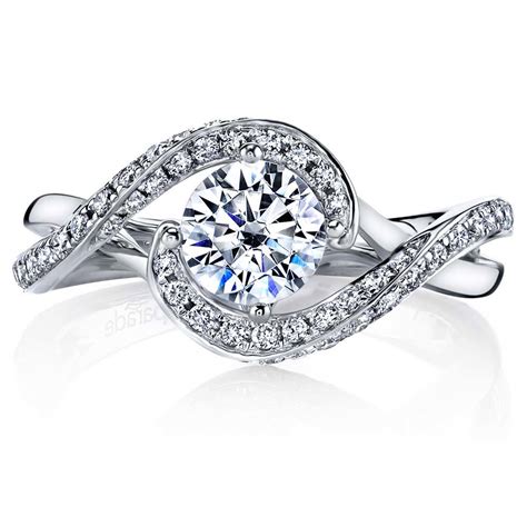 Diamond Bypass Engagement Ring In White Gold