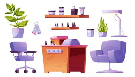 Free Vector | Nail salon interior elements on white