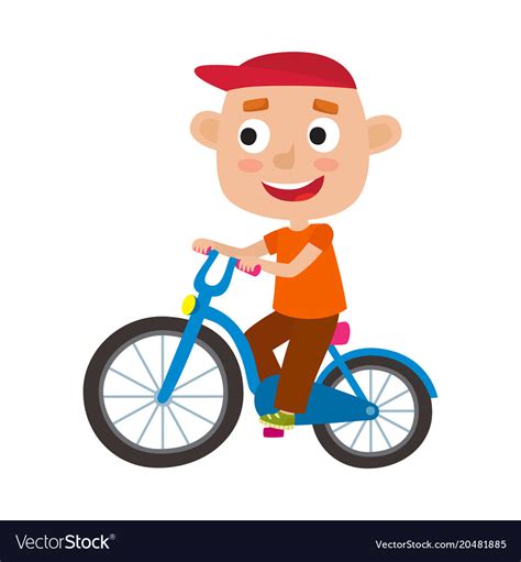 Cartoon boy riding a bike having fun riding Vector Image