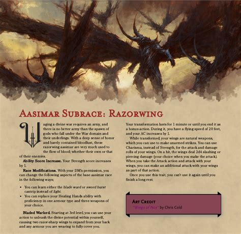 Aasimar Subrace: Razorwing - Oh Boy I Hope Some Holy Army Doesn't ...