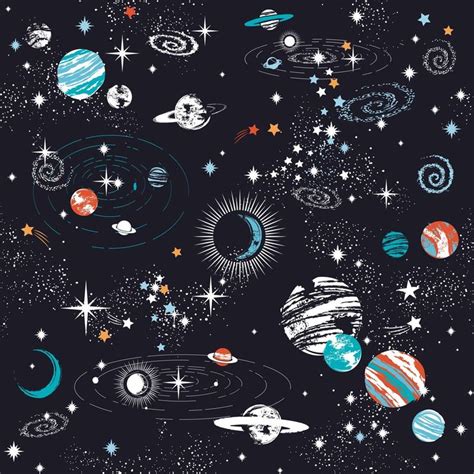 Black outerspace kids bedroom wallpaper starry galaxy wall | Etsy ...