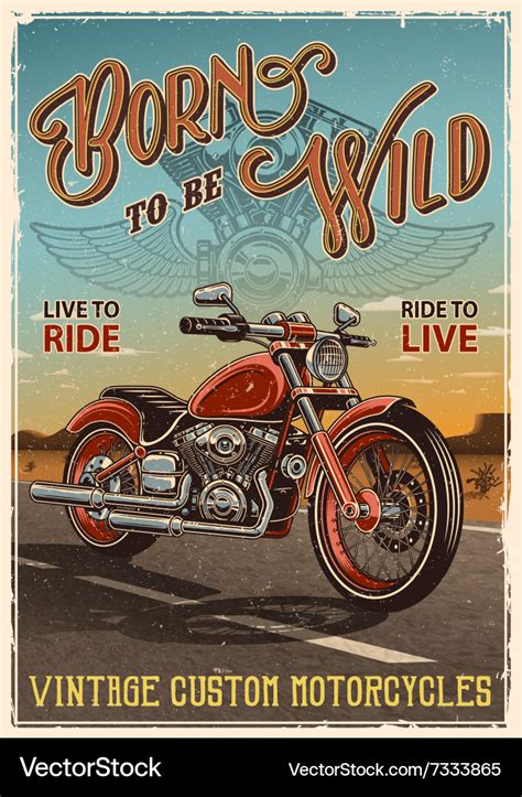 Vintage motorcycle poster Royalty Free Vector Image