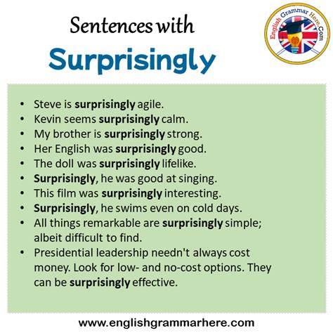 Sentences with Surprisingly, Surprisingly in a Sentence in English, Sentences For Surprisingly ...