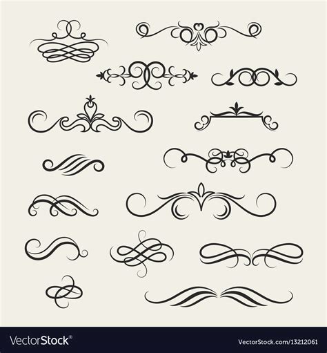 Flourish scroll design elements victorian Vector Image