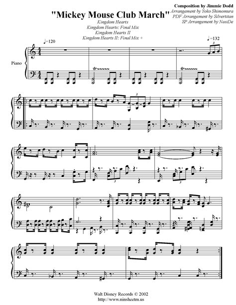 Mickey Mouse Club March – Kingdom Hearts sheet music | Sheethost ...