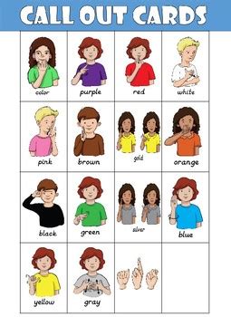 ASL (American Sign Language) Color Bingo by Handy Teaching Tools