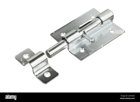 Stainless steel door latch isolated on white background. Bolt Latch ...