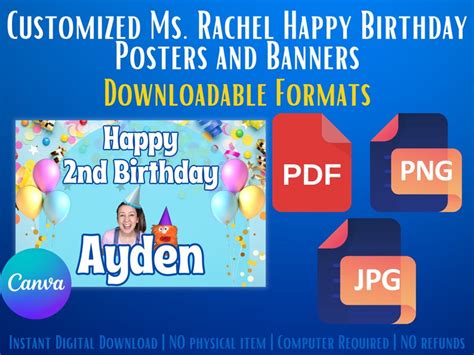 Customized Ms. Rachel Happy Birthday Banner and Posters - Etsy