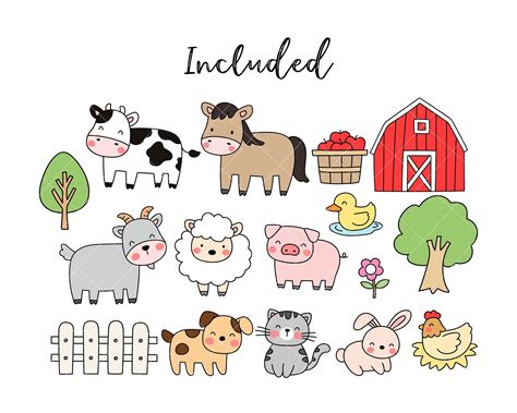 an image of farm animals with the word included in it's center and ...