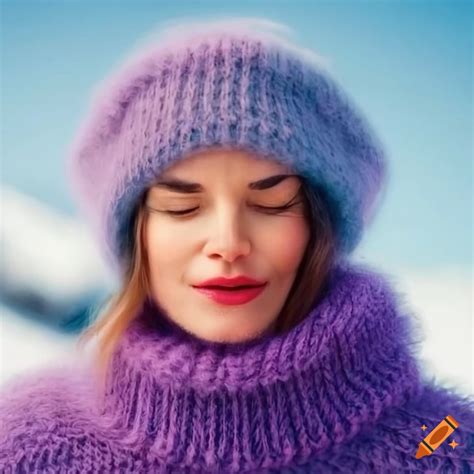 Woman skiing in a cozy winter sweater on Craiyon