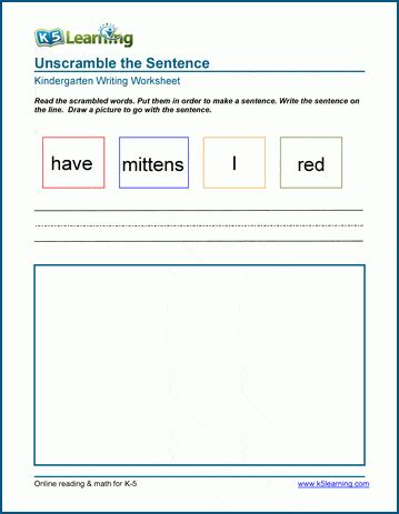 Free Word Unscramble Worksheets For Kindergarten / Unscramble Words Transportation Worksheet ...