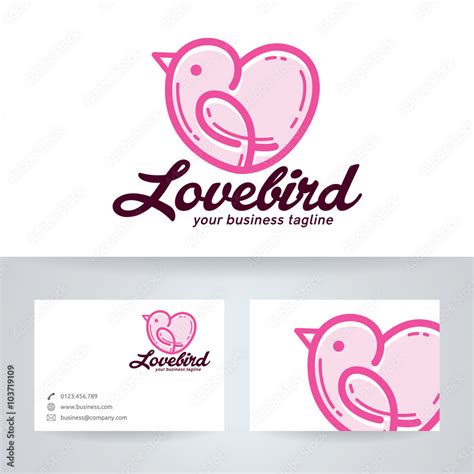 Love bird vector logo with business card template Stock Vector | Adobe Stock