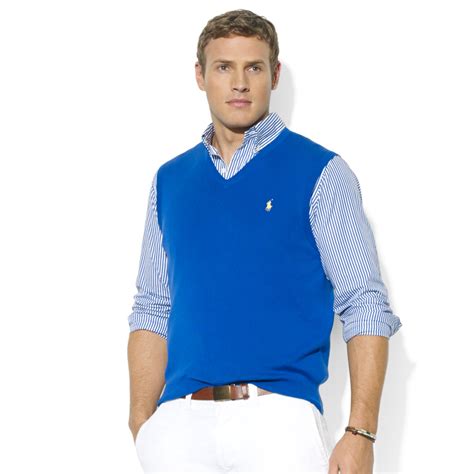 Ralph Lauren Vneck Pima Cotton Sweater Vest in Blue for Men (Deep Royal) | Lyst