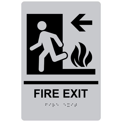 ADA Fire Exit Braille Sign RRE-250_BLKonSLVR Enter / Exit
