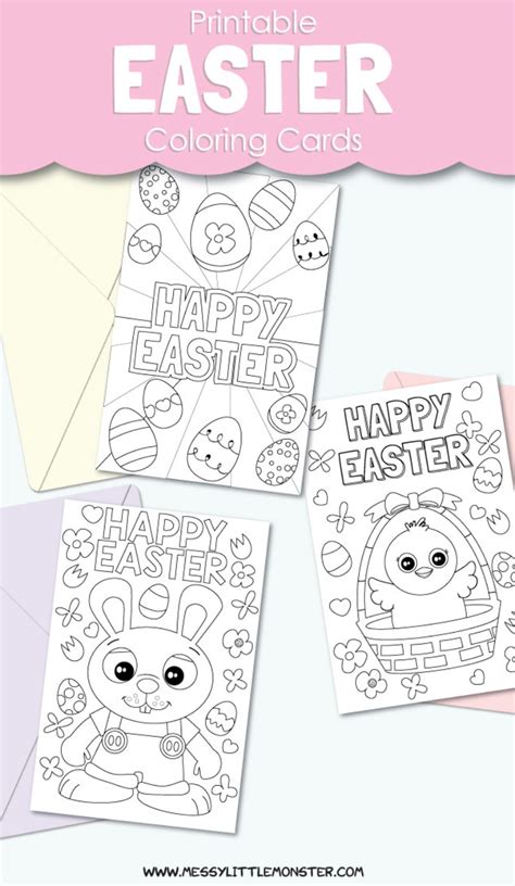 Printable Easter Cards to Colour - Messy Little Monster