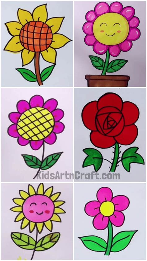 Easy Flower Drawing Ideas For Kids | Dibujos sencillos, Dibujos, Disenos de unas