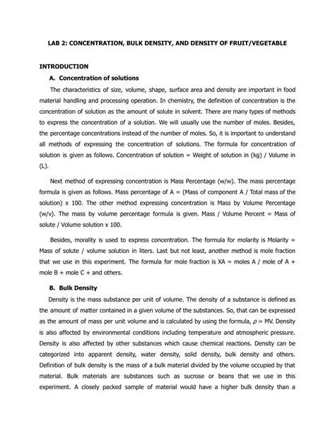 Bulk Density | NT21303 - Physical Properties of Food - UMS | Thinkswap