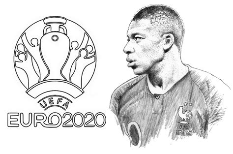 Disegno da colorare Euro 2020 2021 : Kylian Mbappé - Team France 16