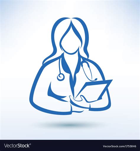 Nurse medical worker outlined silhouette Vector Image