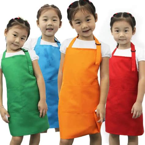 1PC New Cute Kids Child Children Apron Cooking Baking Apron Pink Children's Aprons 5 COLOR ...