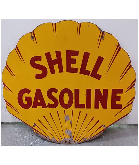 1930’s SHELL GASOLINE "DIE-CUT" CLAM SHELL GAS STATION PORCELAIN SIGN ...