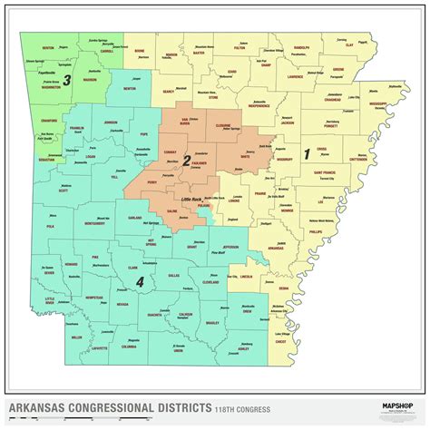 Arkansas 2022 Congressional Districts Wall Map by MapShop - The Map Shop