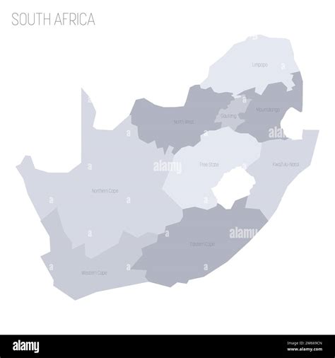 South Africa political map of administrative divisions - provinces. Grey vector map with labels ...