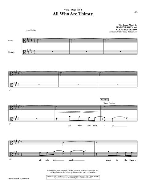 All Who Are Thirsty Viola Sheet Music PDF (Brenton Brown) - PraiseCharts