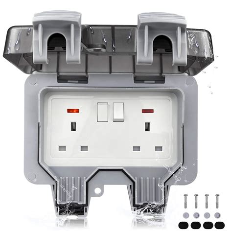 Buy Weatherproof Outdoor Sockets, Waterproof Double Socket Wall ...