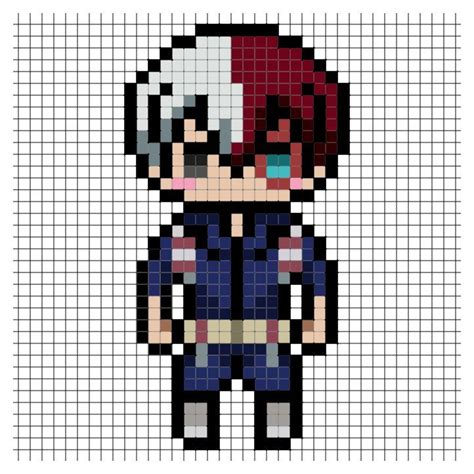 Todoroki Pixel Art Grid Minecraft - img-oak