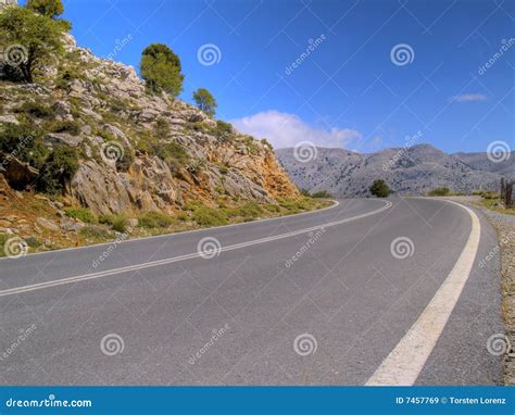 Left turn road stock image. Image of lines, left, crete - 7457769