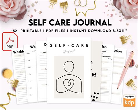 Free Self Care Journal PDF Printable, 8,5x11 inch A4 size, For journal ...