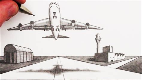 How to Draw an Airplane and Airport in 2-Point Perspective: Narrated ...