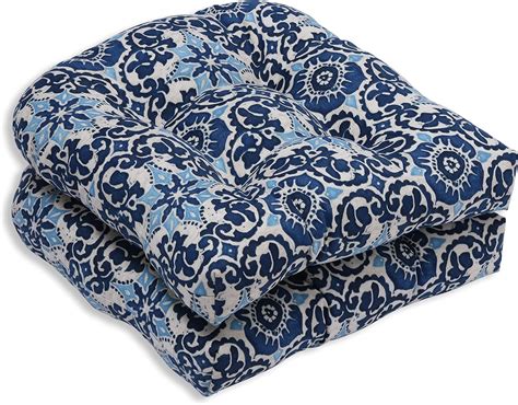 Pillow Perfect Outdoor/Indoor Woodblock Prism Wicker Seat Cushion (Set of 2), Blue: Amazon.ca ...