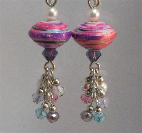 Paper Bead Jewelry Paper Bead Earrings Paper Beads Dangle